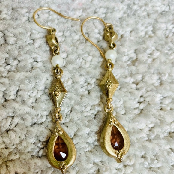 Lauren Ralph Lauren 90's Y2K Matte Gold Dangle Charm Necklace Earring Set Work - Picture 8 of 10